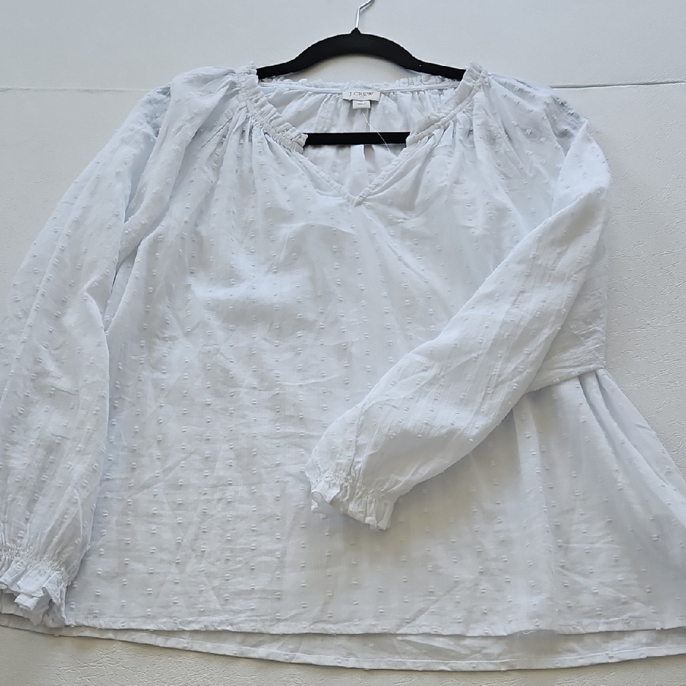 J. Crew White Textured Blouse